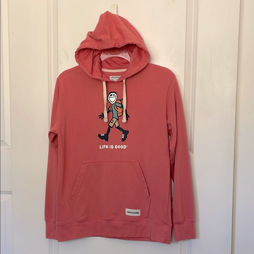 Life is Good Pink Hiker Hoodie Medium